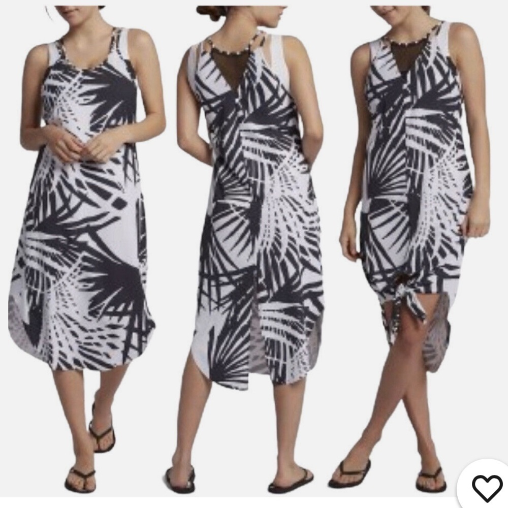 HURLEY Coastal Palmer Front Back Reversible Dress Black White size XL